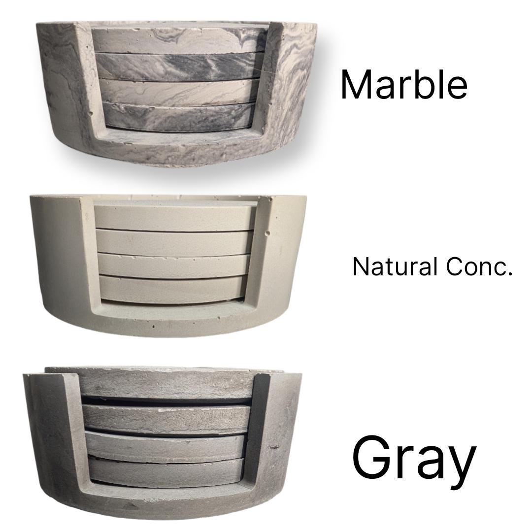 Circle Concrete Coasters- Set of 4 With Organizer