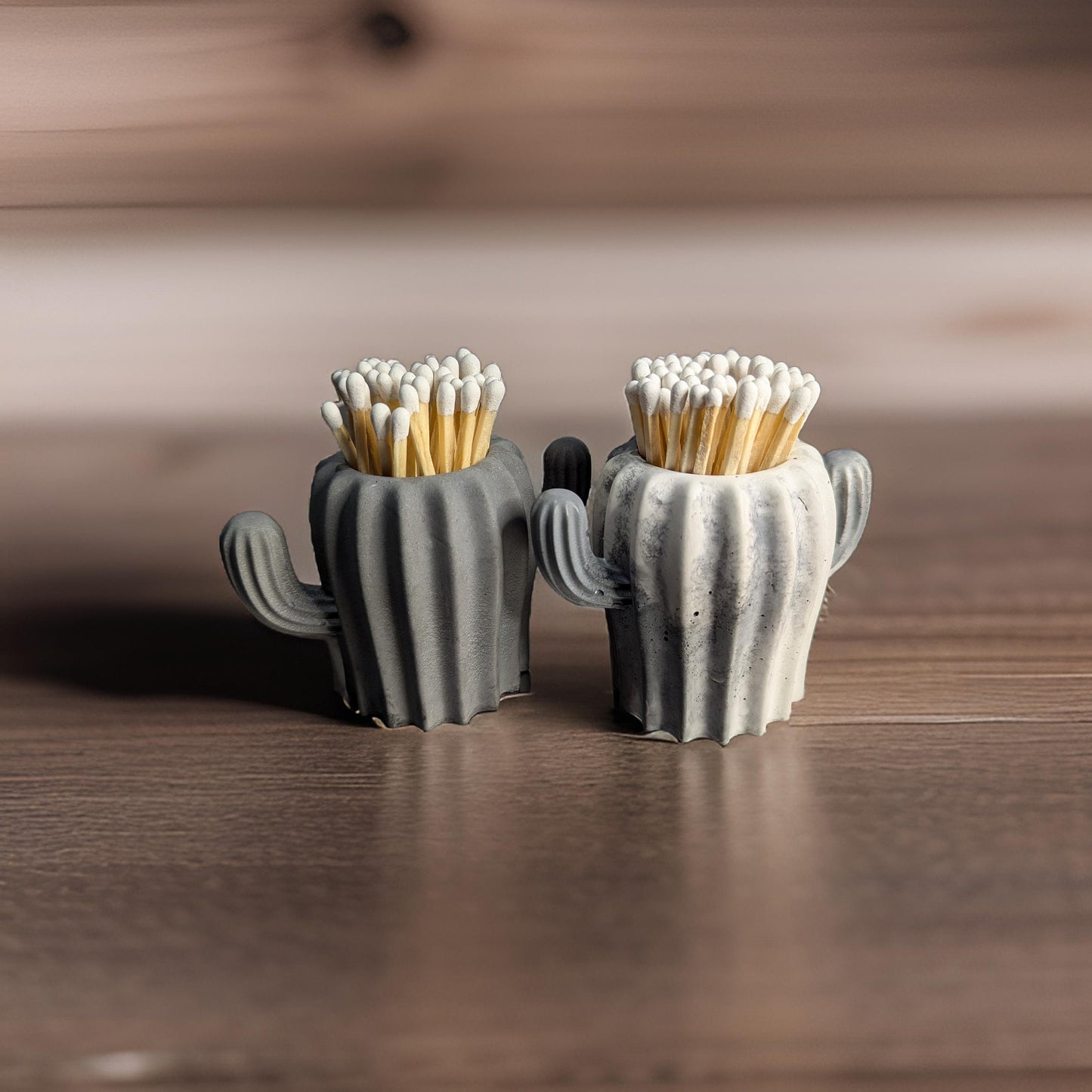 Concrete Cacti Jar With Matches & Striker On Bottom