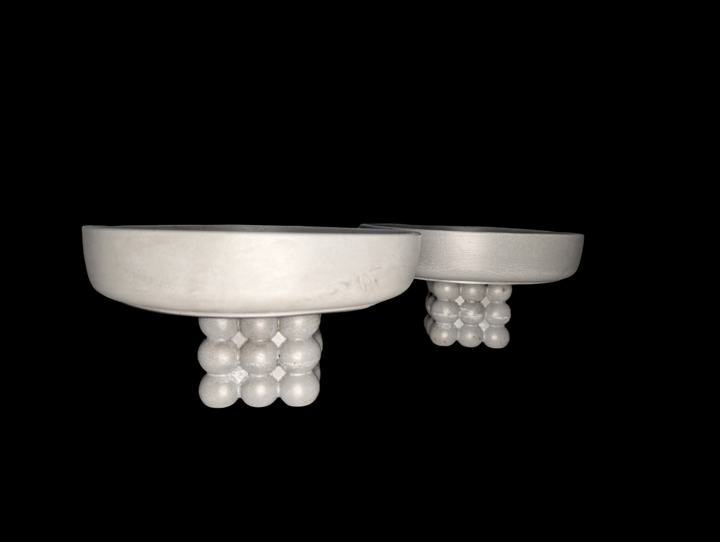 Modern Concrete Pedestal Bowl with Sculptural Orb Base – 7" Minimalist Decorative Centerpiece | Unique Bubble Footed Bowl for Shelf, Entryway, or Table