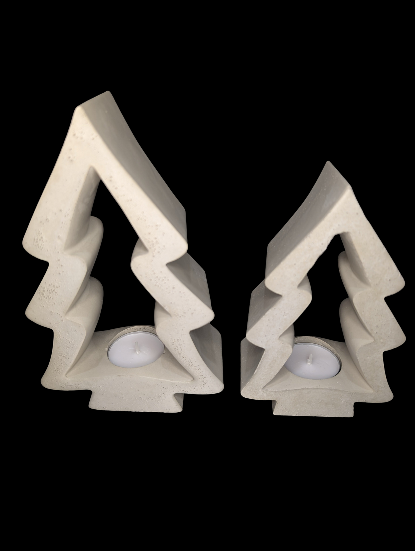 Concrete Christmas Tree Tea Light Holder with Candle | Modern Holiday Candle Holder | Minimalist Christmas Decor | Handmade Natural Concrete