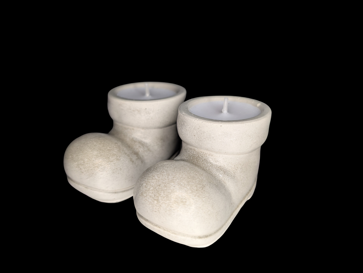 Concrete Santa Boot Tea Light Candle Holders (Set of 2) | Christmas Candle Holders | Unique Holiday Decor | Handmade Natural Concrete
