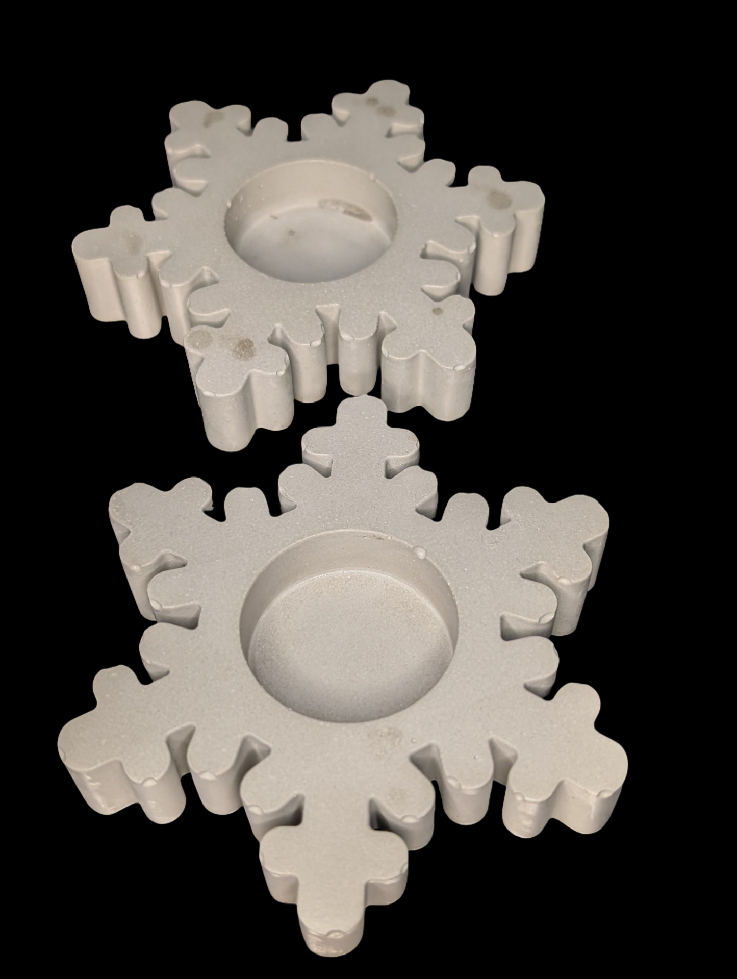 Concrete Snowflake Tea Light Candle Holders – Winter Holiday Table Décor – Minimalist Christmas Candle – Includes Tea Lights