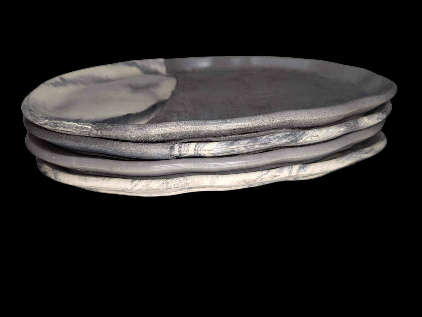 Irregular Oval Concrete Tray | Modern Decorative Dish | Half & Half, Marble, or Gray Finish