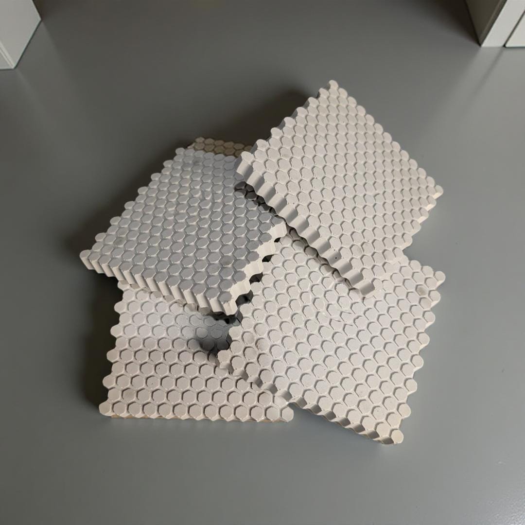 HexGrip Concrete Coasters – Modern Textured Drink Coasters, Minimalist Cement Coasters for Home & Office