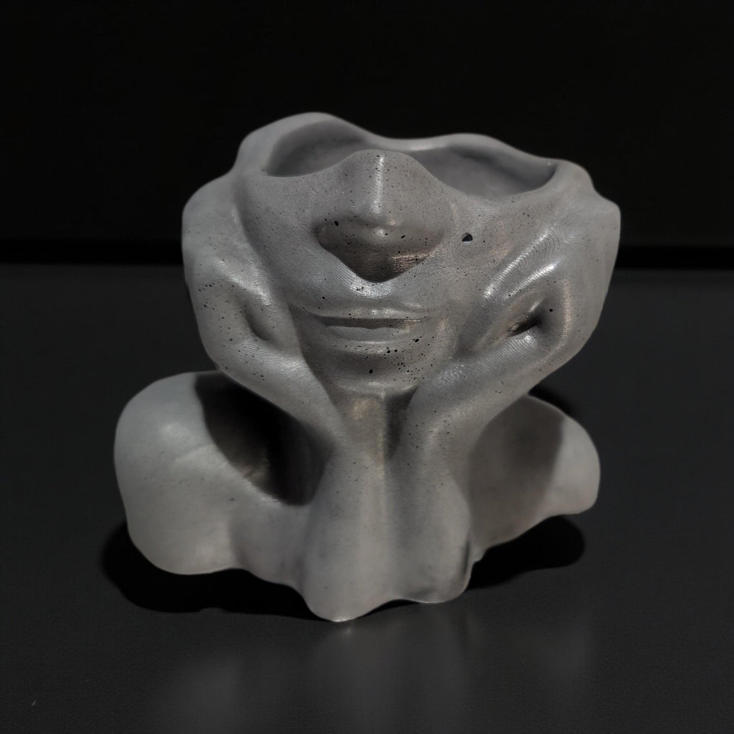 Abstract Face Concrete Head Planter / Sculptural Vase — Modern Minimalist Artistic Home Décor