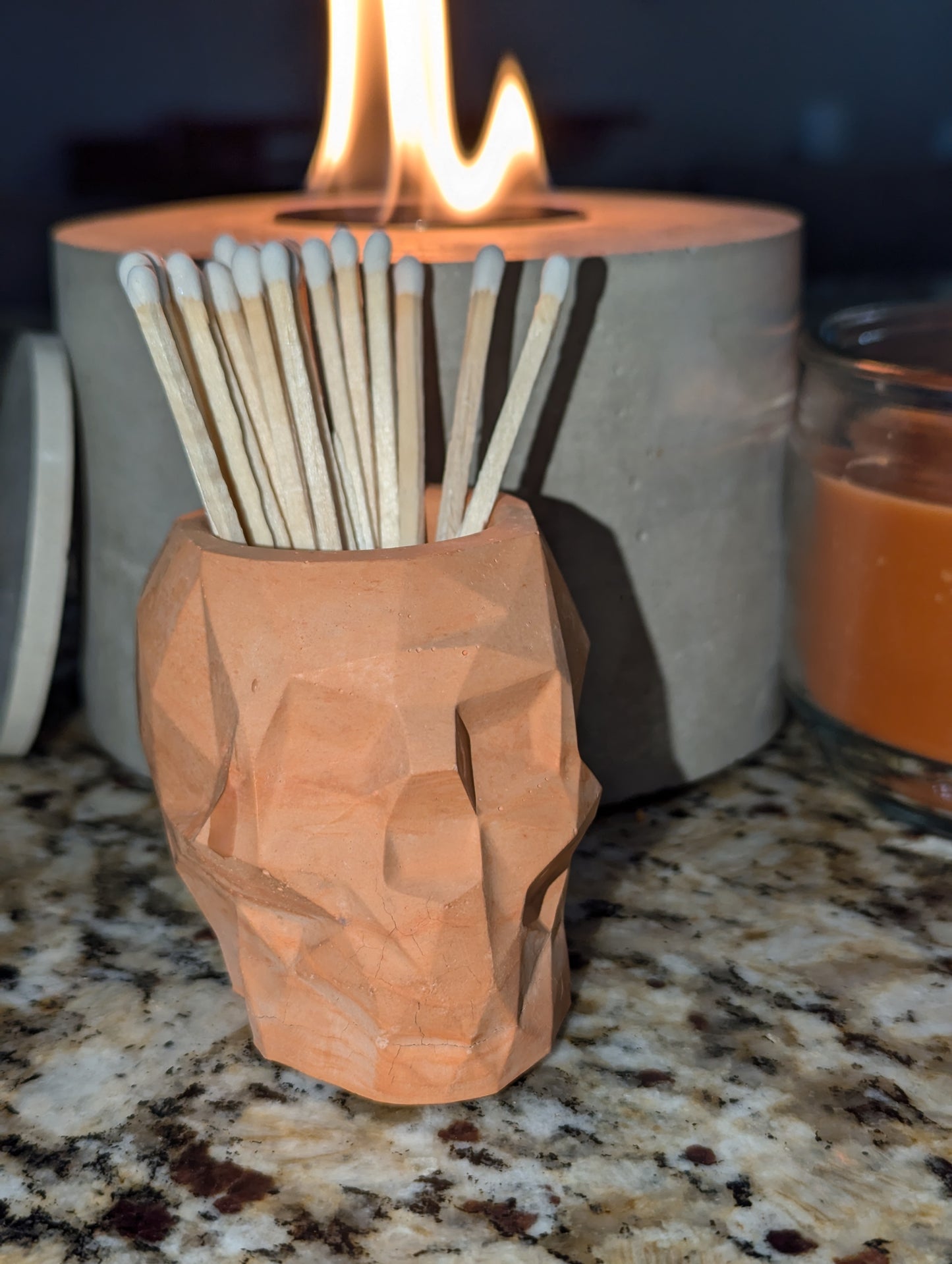 Concrete Skull Planter/Jar