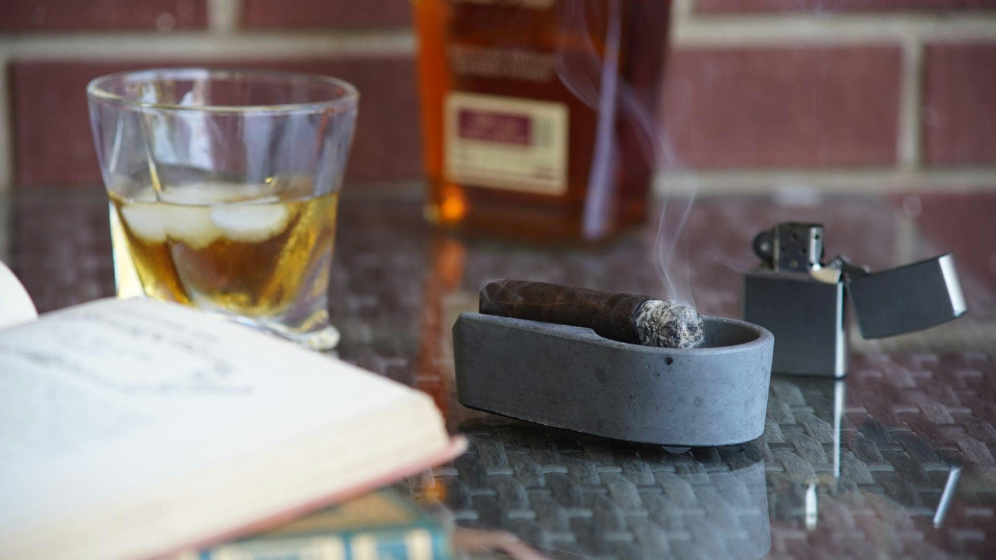 Sleek Minimalist Concrete Cigar Ashtray