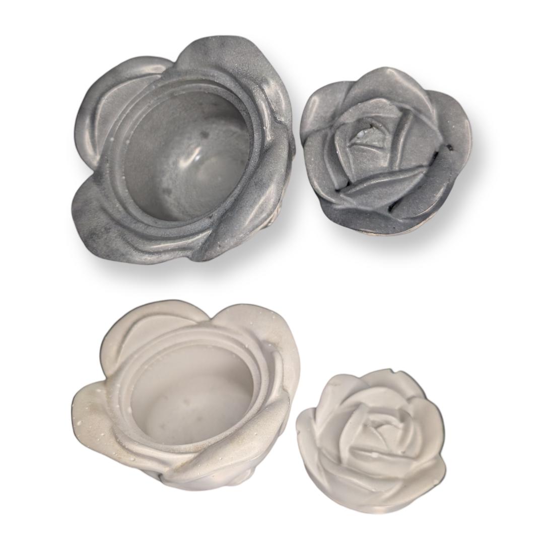 Rosebud Concrete Jar- Elegant Storage Container & Decorative Accent