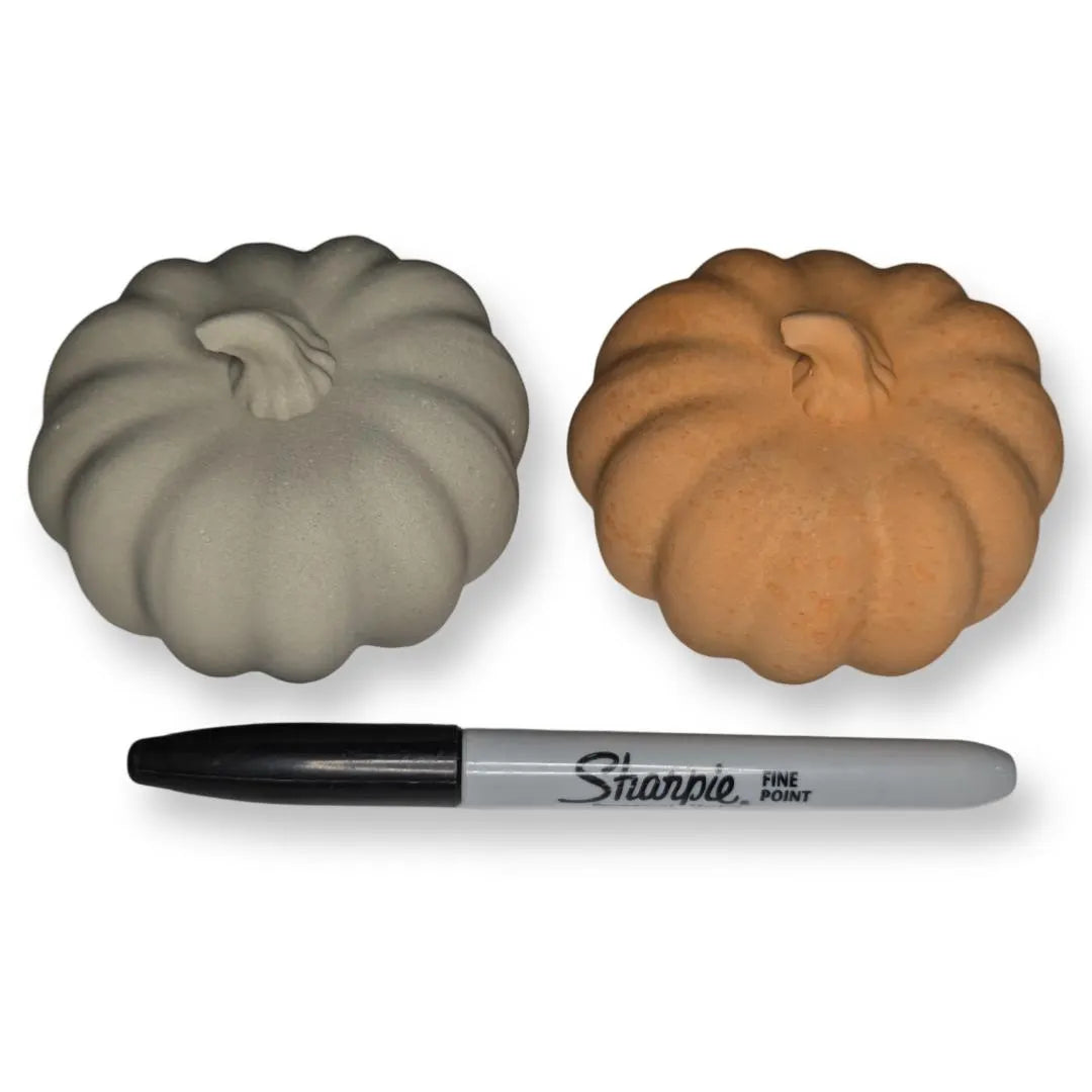 3.5 Inch Concrete Pumpkin- White, Orange & Blue