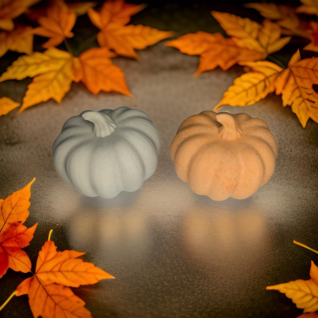 3.5 Inch Concrete Pumpkin- White, Orange & Blue