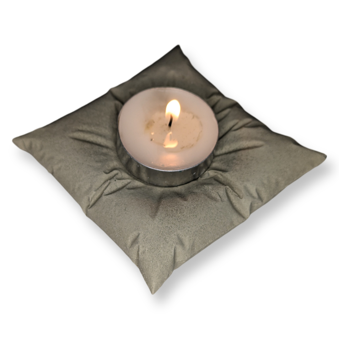 Concrete Pillow Tealight Candle Holders – Set of 2 | Minimalist Home Decor | Handmade Modern Concrete Tea Light Set in Natural or Gray