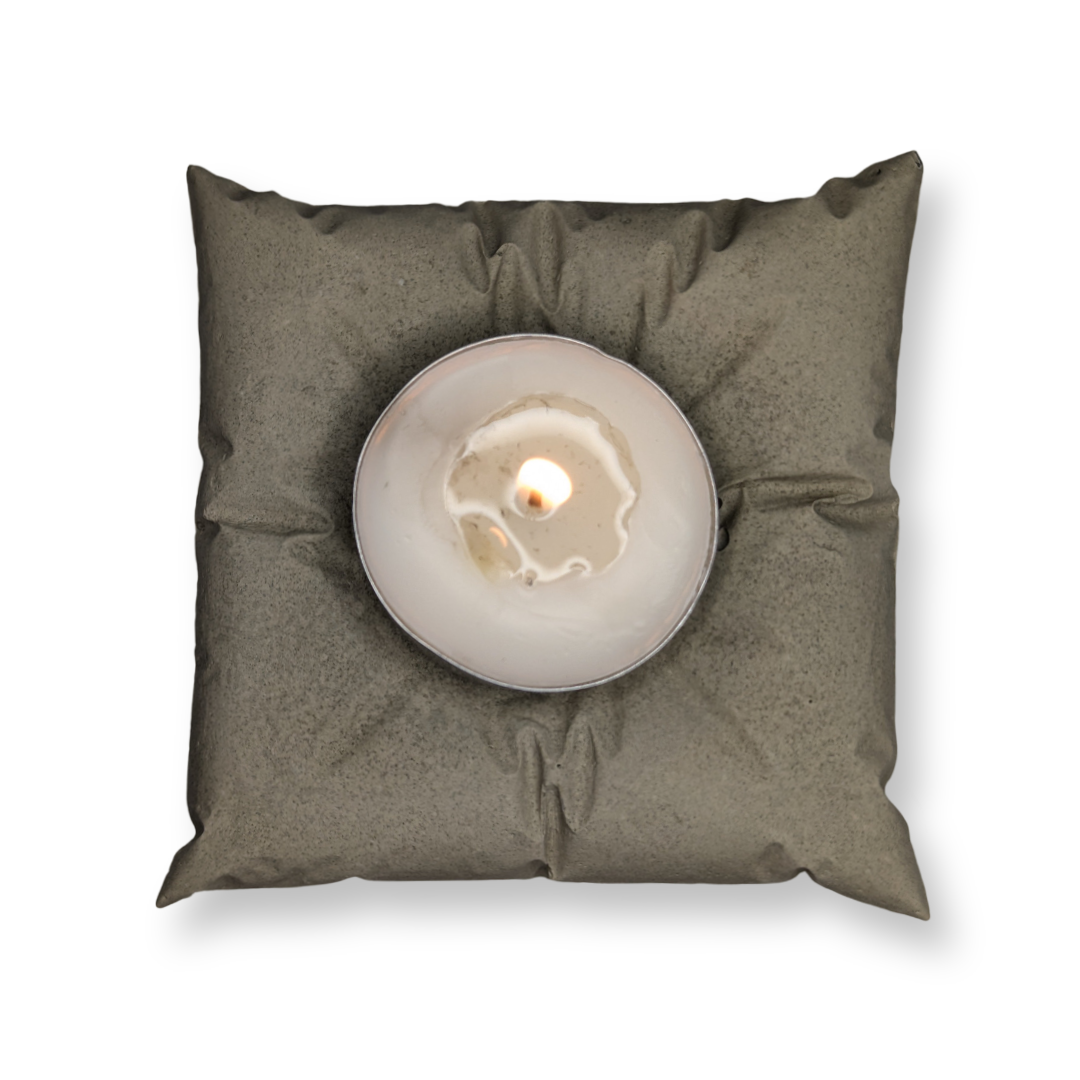 Concrete Pillow Tealight Candle Holders – Set of 2 | Minimalist Home Decor | Handmade Modern Concrete Tea Light Set in Natural or Gray
