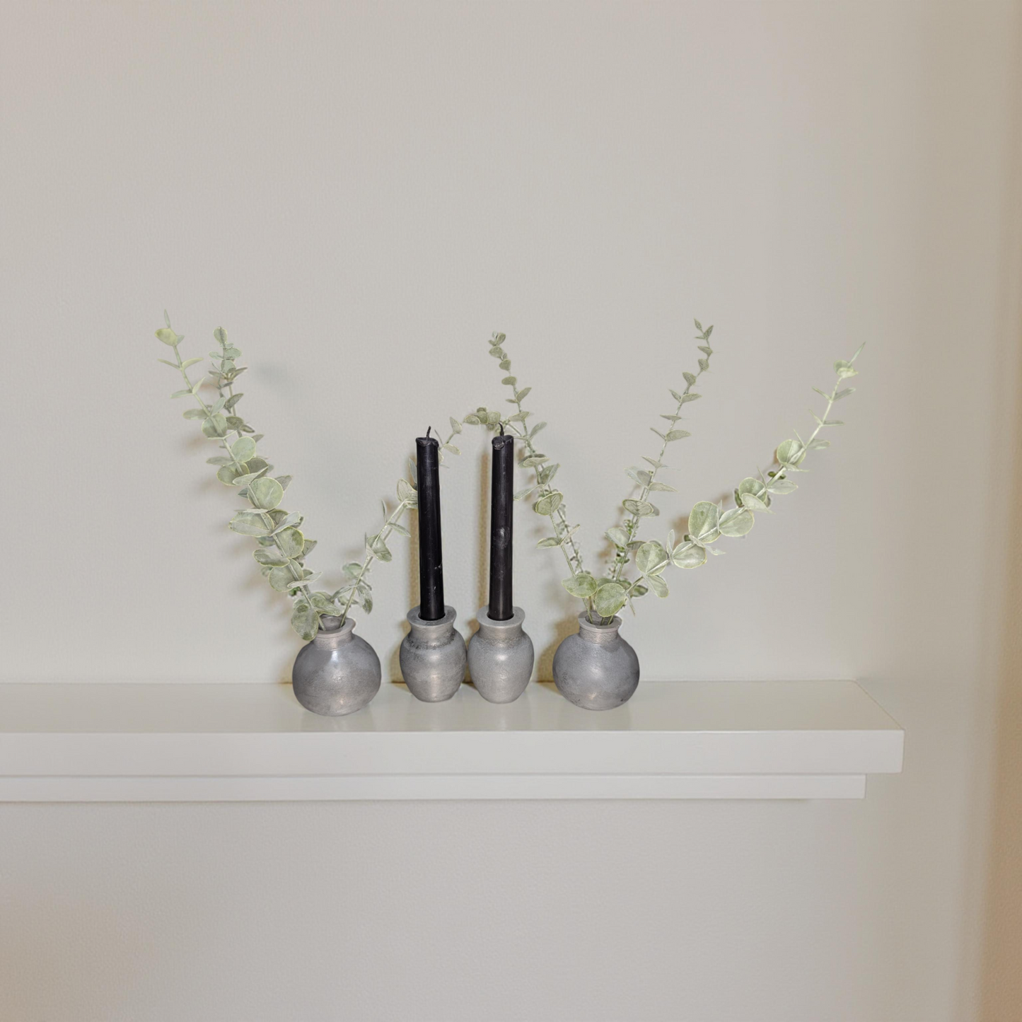 Small Round Concrete Vase | Minimalist Bud Vase & Propagation Station | Modern Industrial Cement Decor | Handmade Gray Accent Pot