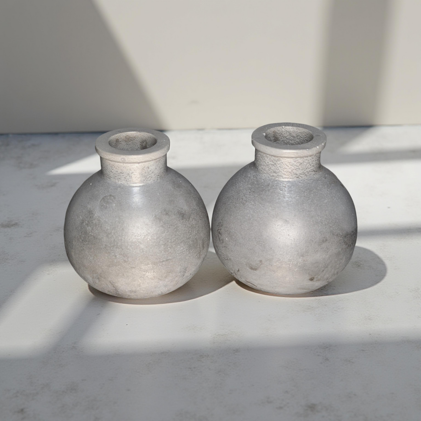 Small Round Concrete Vase | Minimalist Bud Vase & Propagation Station | Modern Industrial Cement Decor | Handmade Gray Accent Pot