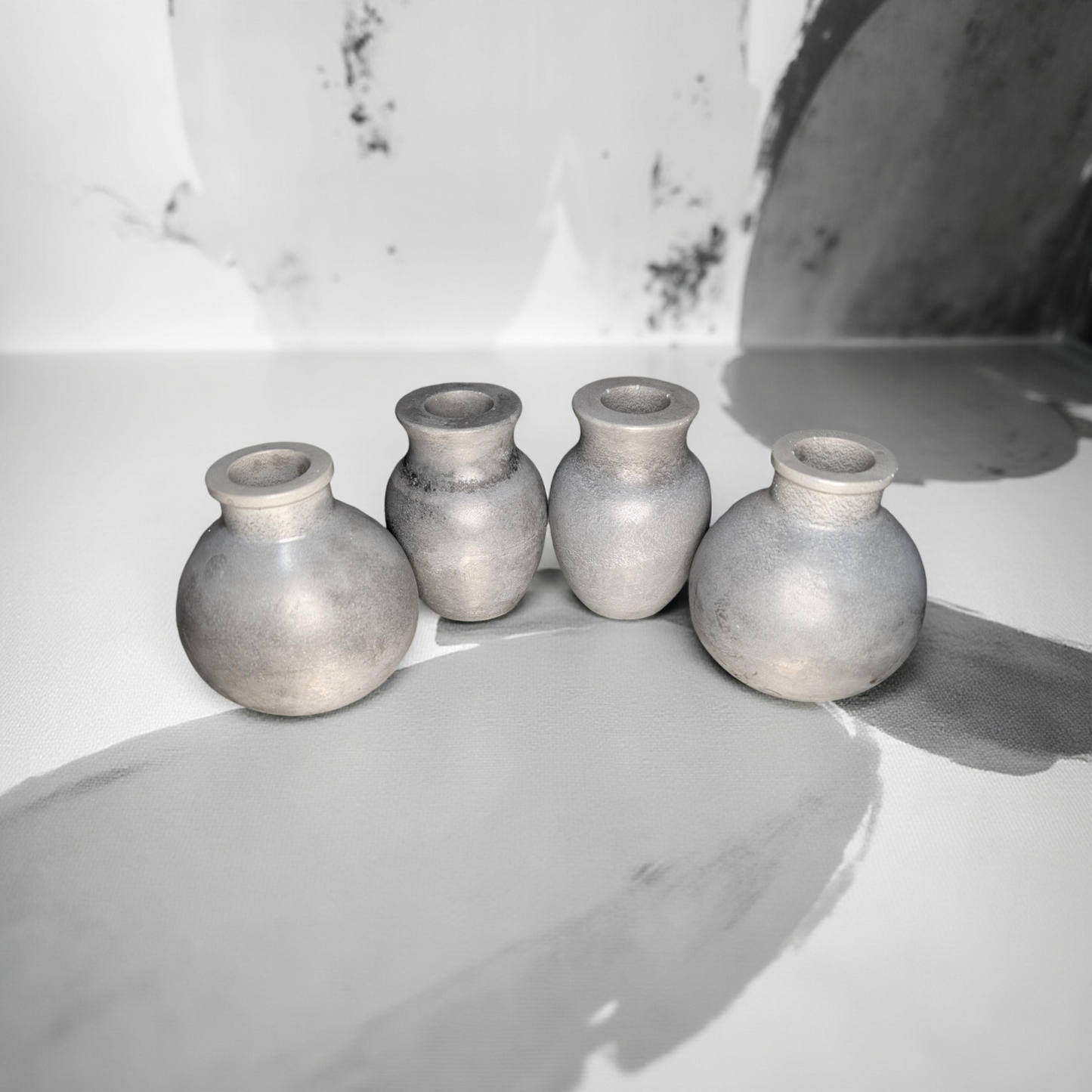 Small Round Concrete Vase | Minimalist Bud Vase & Propagation Station | Modern Industrial Cement Decor | Handmade Gray Accent Pot