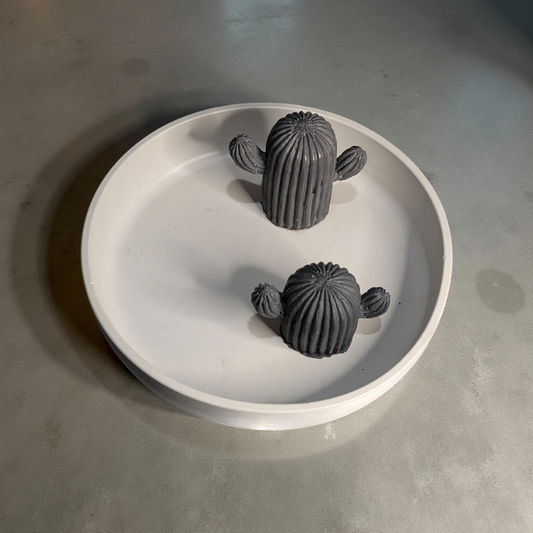 Concrete Cactus Jewelry Tray | 7 Inch Round Ring Dish | Unique Trinket Holder | Boho Cement Catchall | Handmade Gift