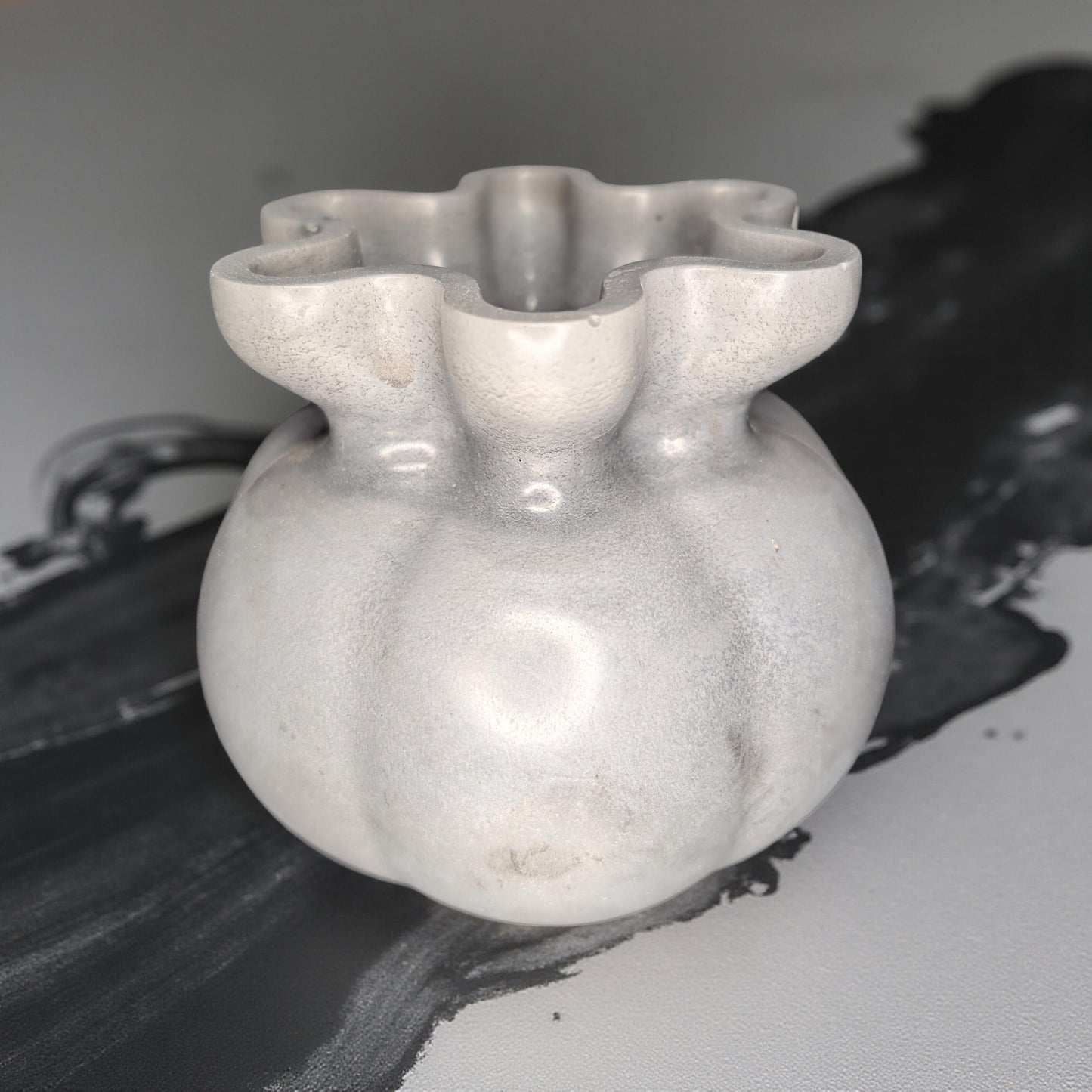 Concrete Bag Vase | Modern 'Bag-Like' Bud Vase with Fluted Rim | Minimalist Shelf Decor | Handcrafted in Grey or Natural Concrete