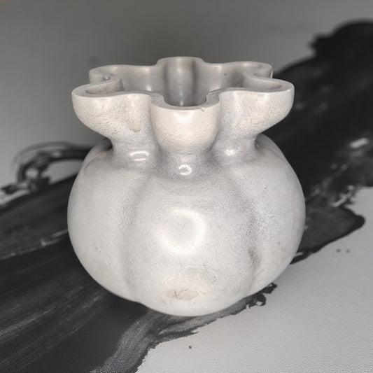 Concrete Bag Vase | Modern 'Bag-Like' Bud Vase with Fluted Rim | Minimalist Shelf Decor | Handcrafted in Grey or Natural Concrete
