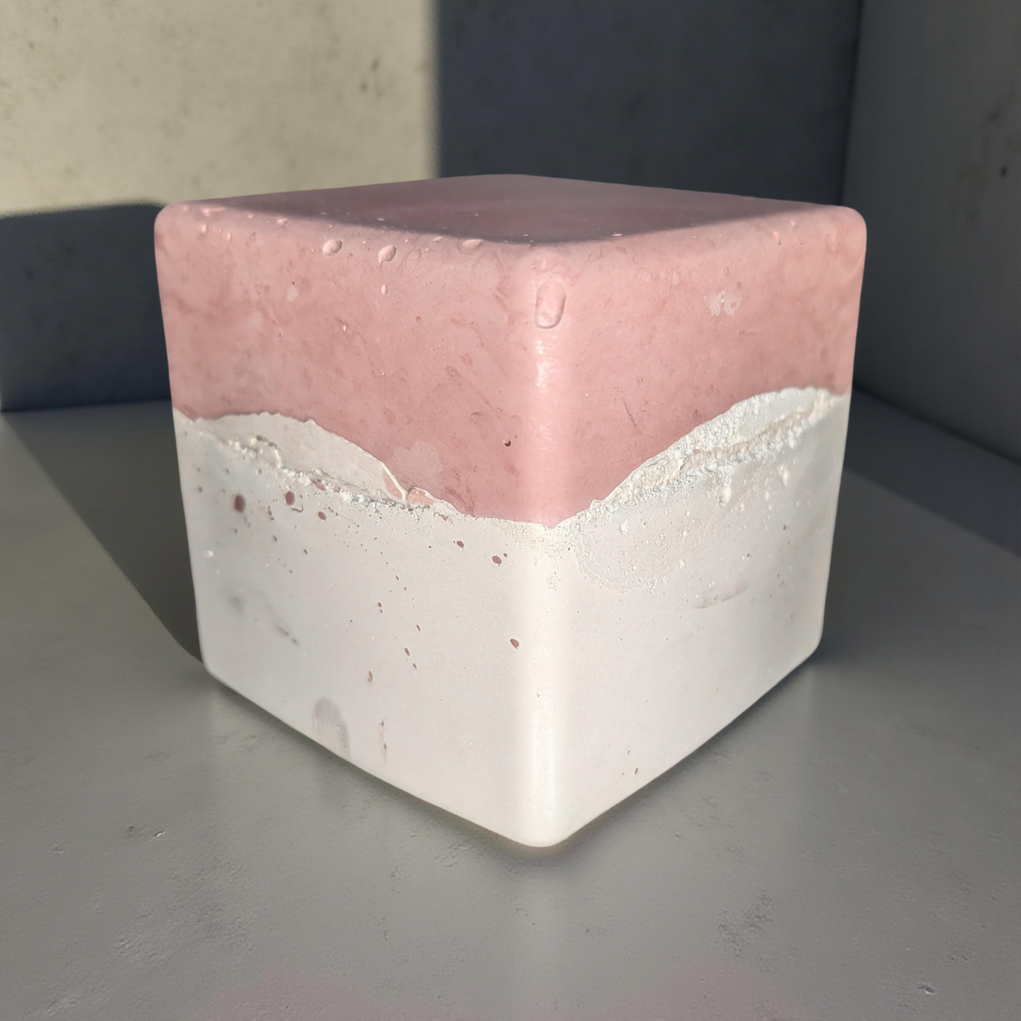 Heavy Minimalist Concrete Door Stop | 5lb Modern Cube Bookend | Industrial Decor | Available in Solid Grey or Two-Tone Terracotta