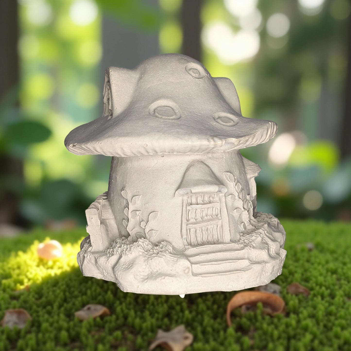 Mini Concrete Mushroom House – Paintable Fairy Garden Decor, DIY Planter Accessory, Shelf or Plant Display, 3.5"x3.7"