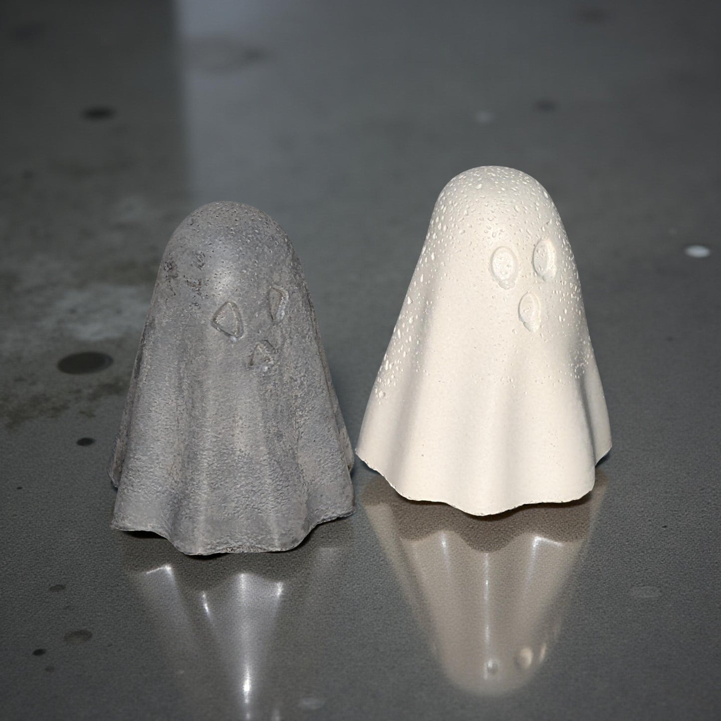 Mini Concrete Ghosts – Halloween Shelf Decor, 2" Tall Spooky Figurines in Grey or Natural Concrete, Modern Fall Accent