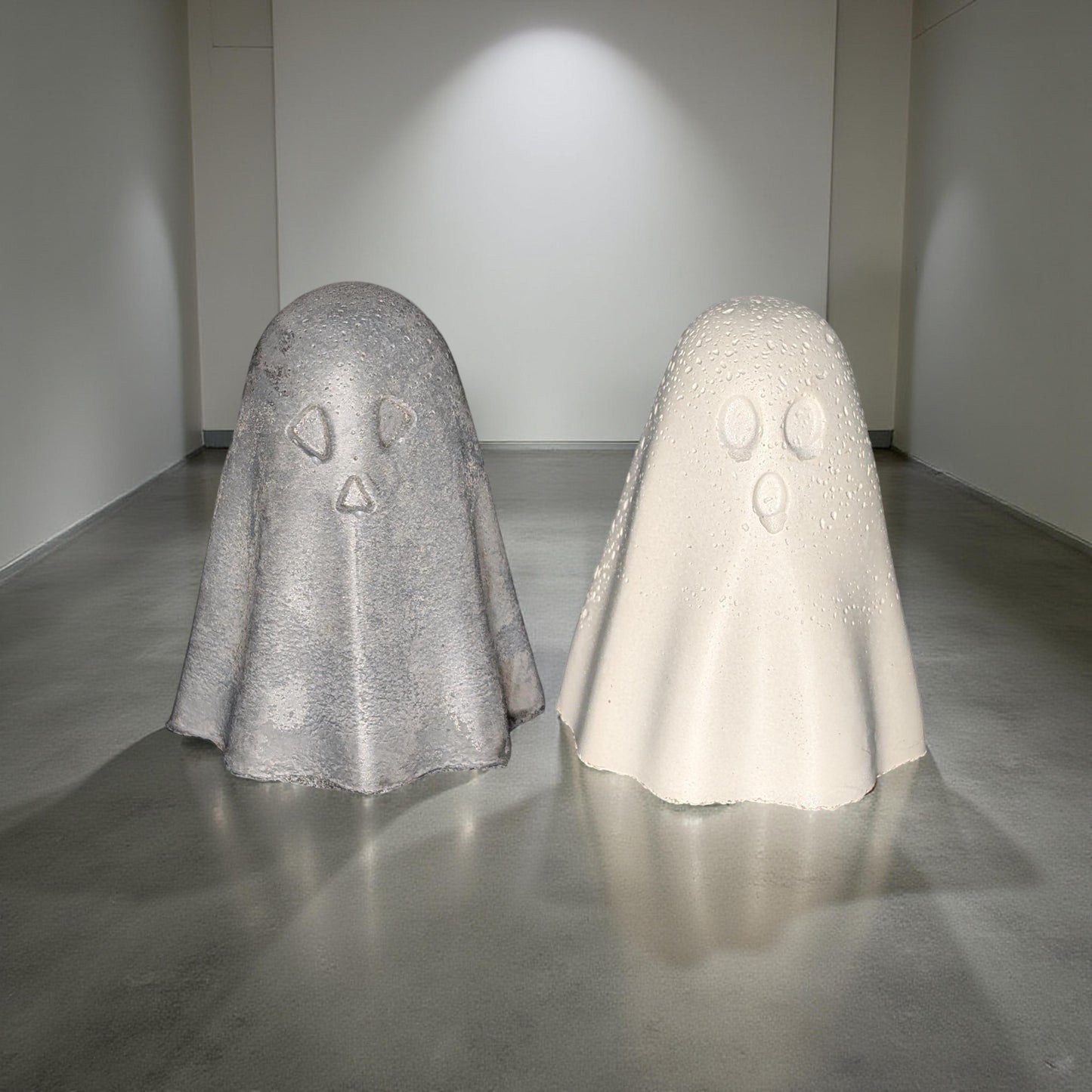 Mini Concrete Ghosts – Halloween Shelf Decor, 2" Tall Spooky Figurines in Grey or Natural Concrete, Modern Fall Accent