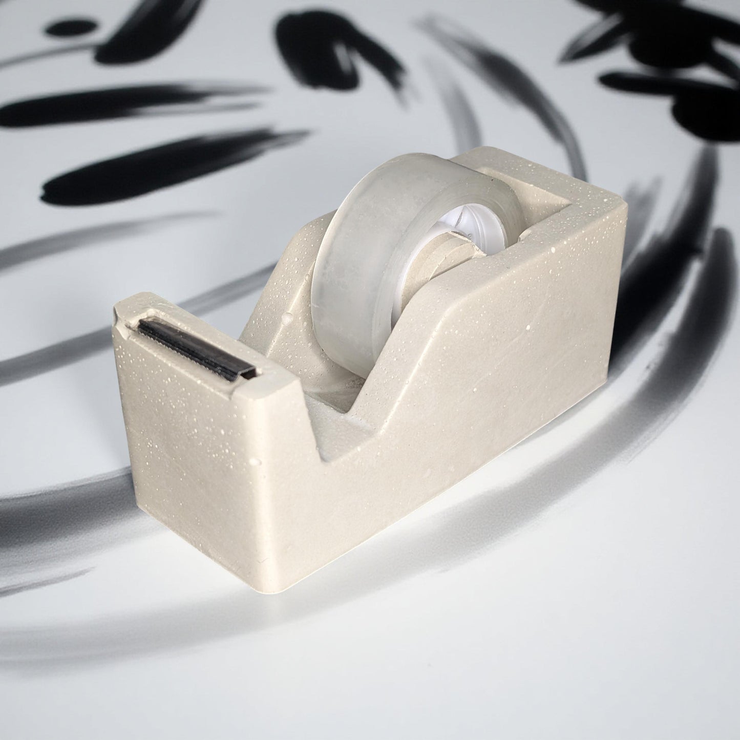 Concrete Tape Dispenser – Minimalist Desk Accessory in Natural or Gray, 4.6"x2", Sealed Cement Office Decor, Optional Jar Add-On