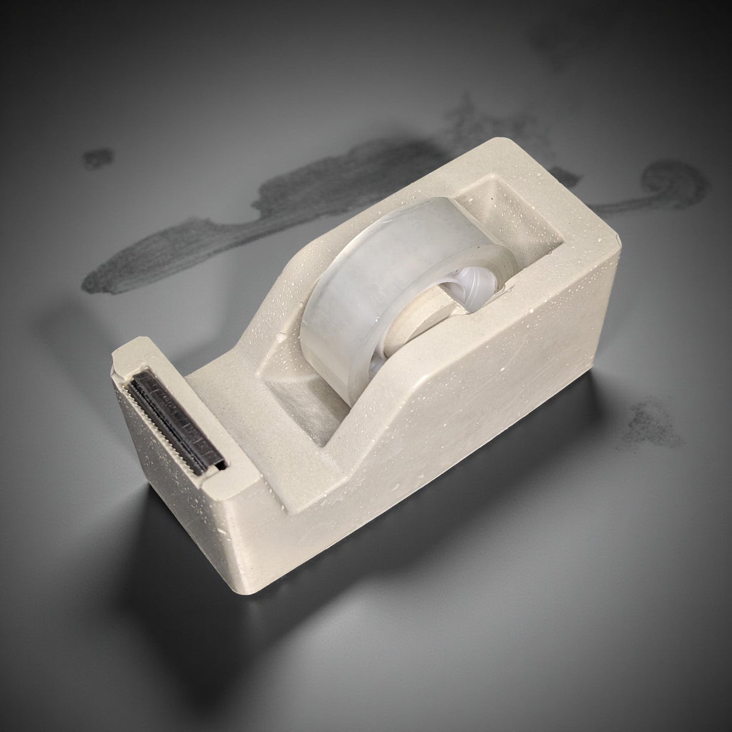 Concrete Tape Dispenser – Minimalist Desk Accessory in Natural or Gray, 4.6"x2", Sealed Cement Office Decor, Optional Jar Add-On