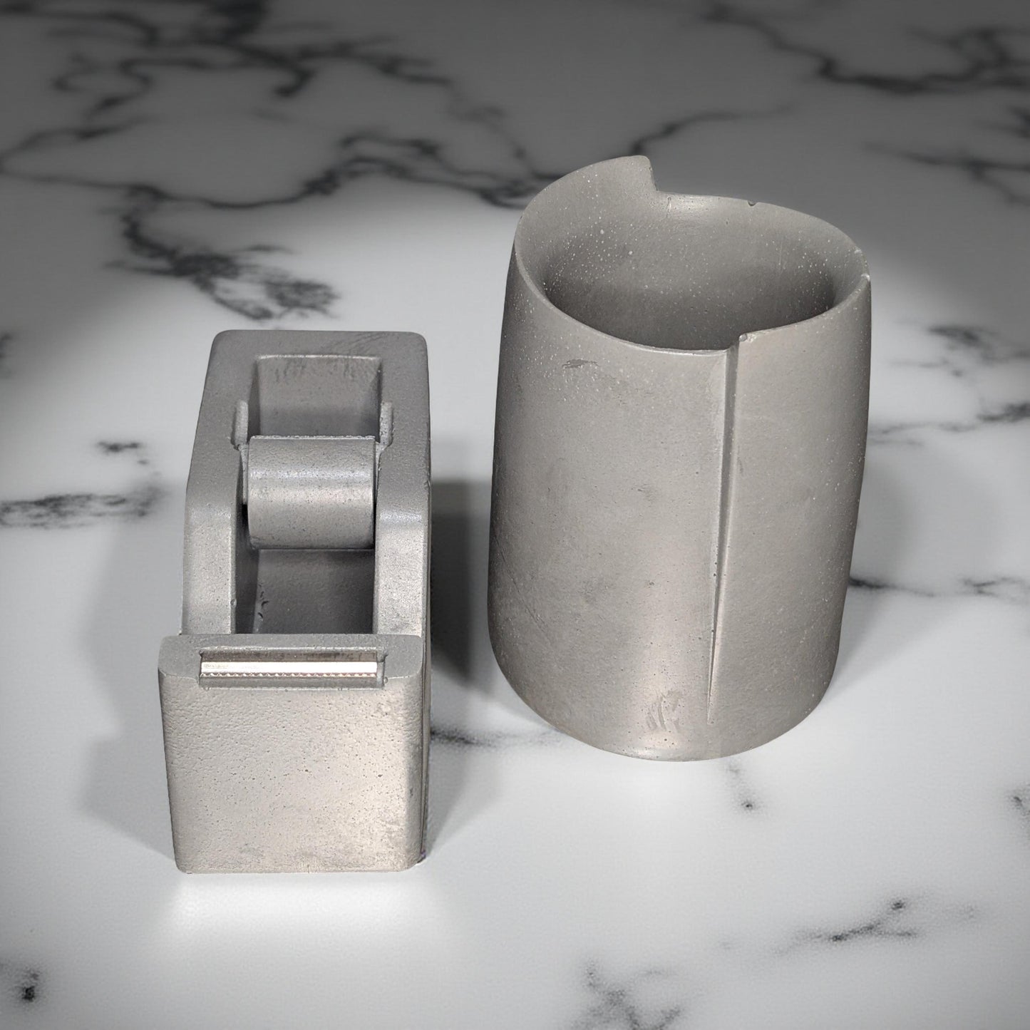 Concrete Tape Dispenser – Minimalist Desk Accessory in Natural or Gray, 4.6"x2", Sealed Cement Office Decor, Optional Jar Add-On