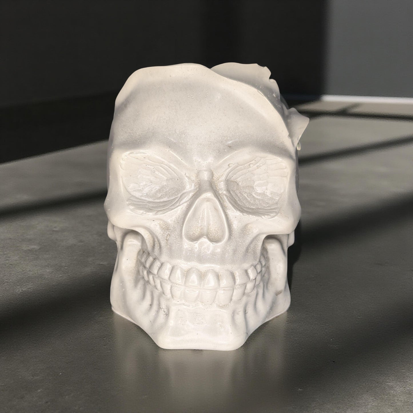 Concrete Skull Jar | Heavyweight Decorative Skull Container | Gothic Home Decor | Halloween Decoration | Unique Concrete Storage