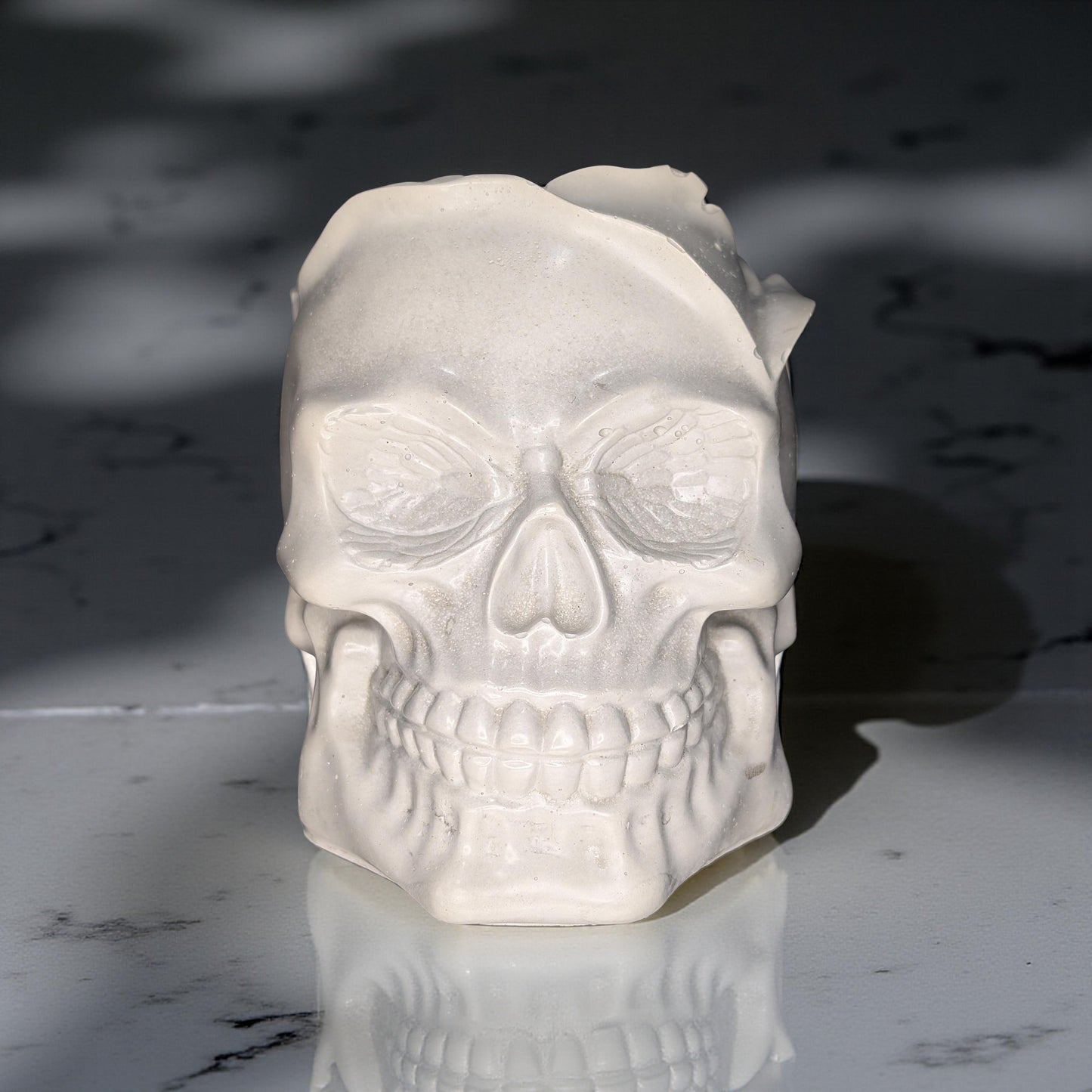 Concrete Skull Jar | Heavyweight Decorative Skull Container | Gothic Home Decor | Halloween Decoration | Unique Concrete Storage