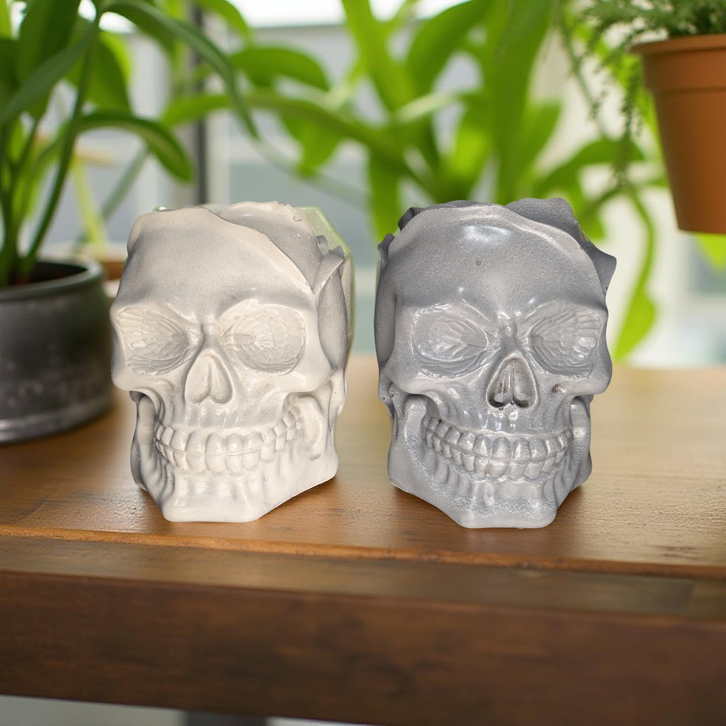 Concrete Skull Jar | Heavyweight Decorative Skull Container | Gothic Home Decor | Halloween Decoration | Unique Concrete Storage