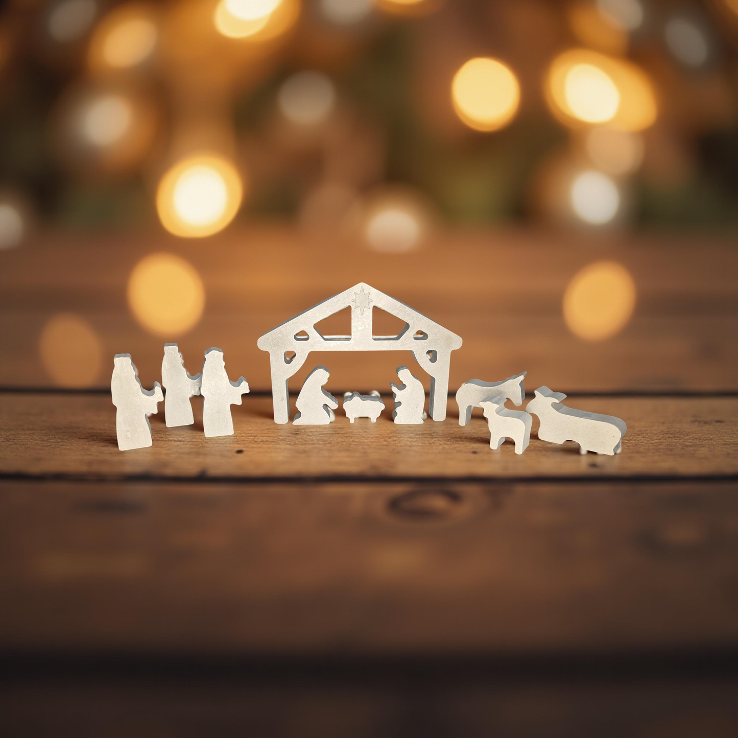 Minimalist Concrete Nativity Set | Modern 9-Piece Christmas Scene | Handmade Natural Concrete Holiday Décor | Neutral Manger Display