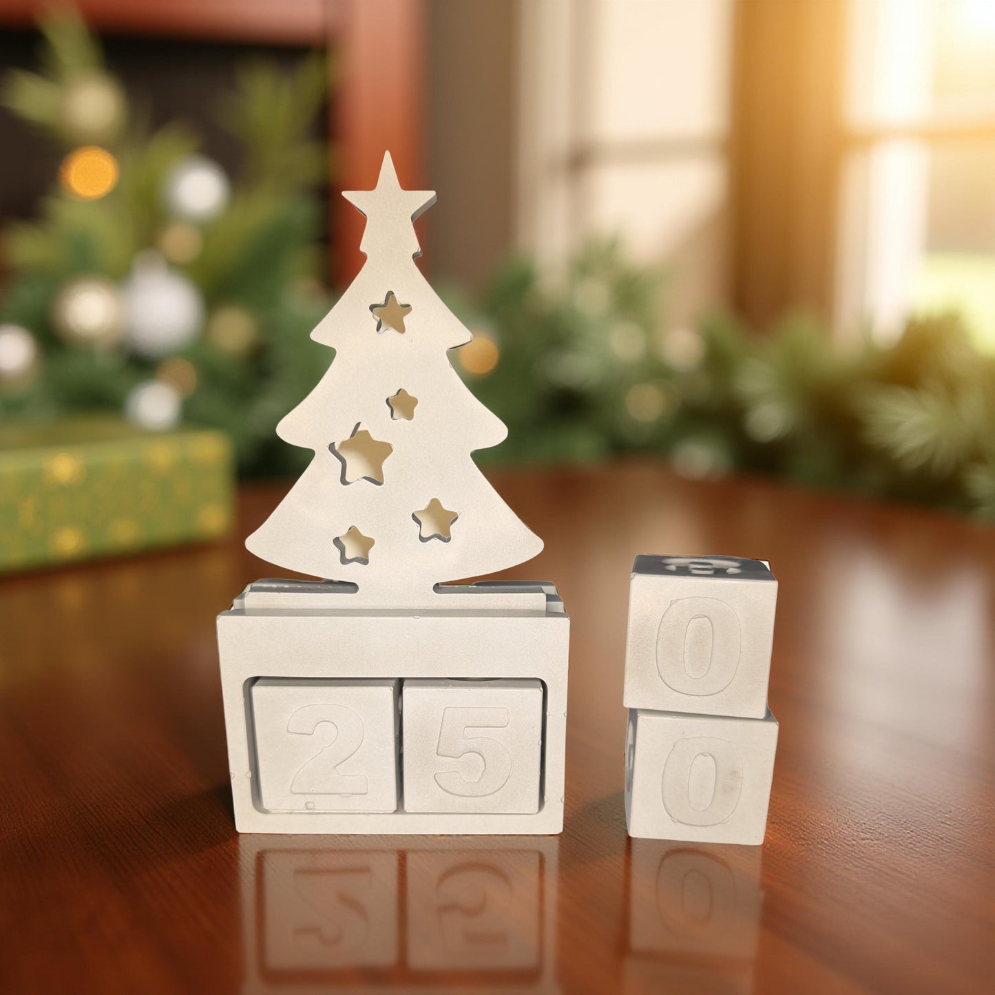 Handmade Concrete Christmas Countdown | Modern Advent Calendar | Paintable Holiday Decor | Minimalist Christmas Tree Block Set