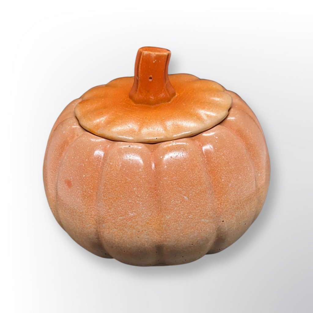 Concrete Pumpkin Jar with Lid | Halloween Candy Dish | Modern Fall Candle Vessel | Cement Pumpkin Trinket Box | Autumn Jewelry Storage
