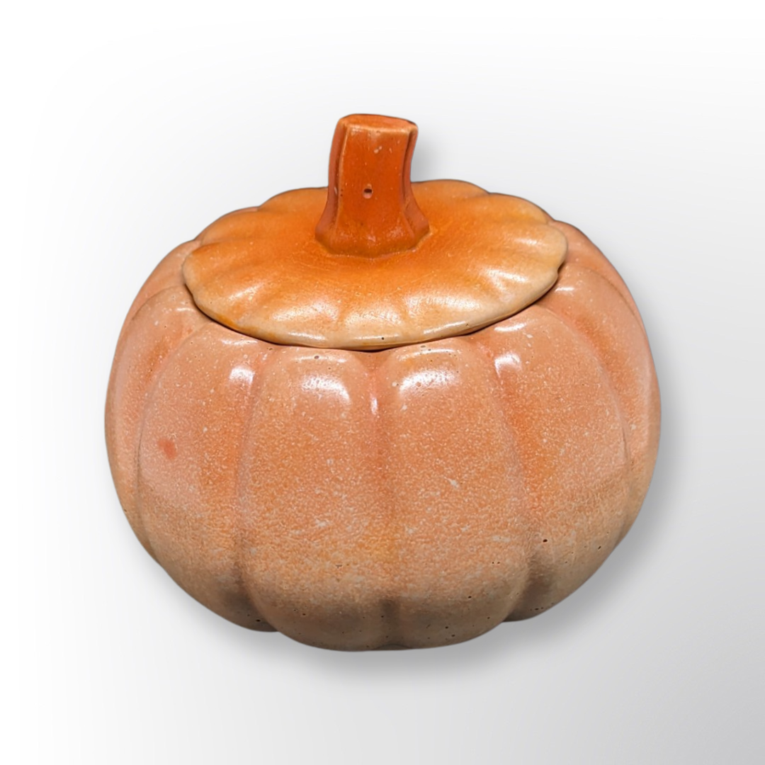 Concrete Pumpkin Jar with Lid | Halloween Candy Dish | Modern Fall Candle Vessel | Cement Pumpkin Trinket Box | Autumn Jewelry Storage
