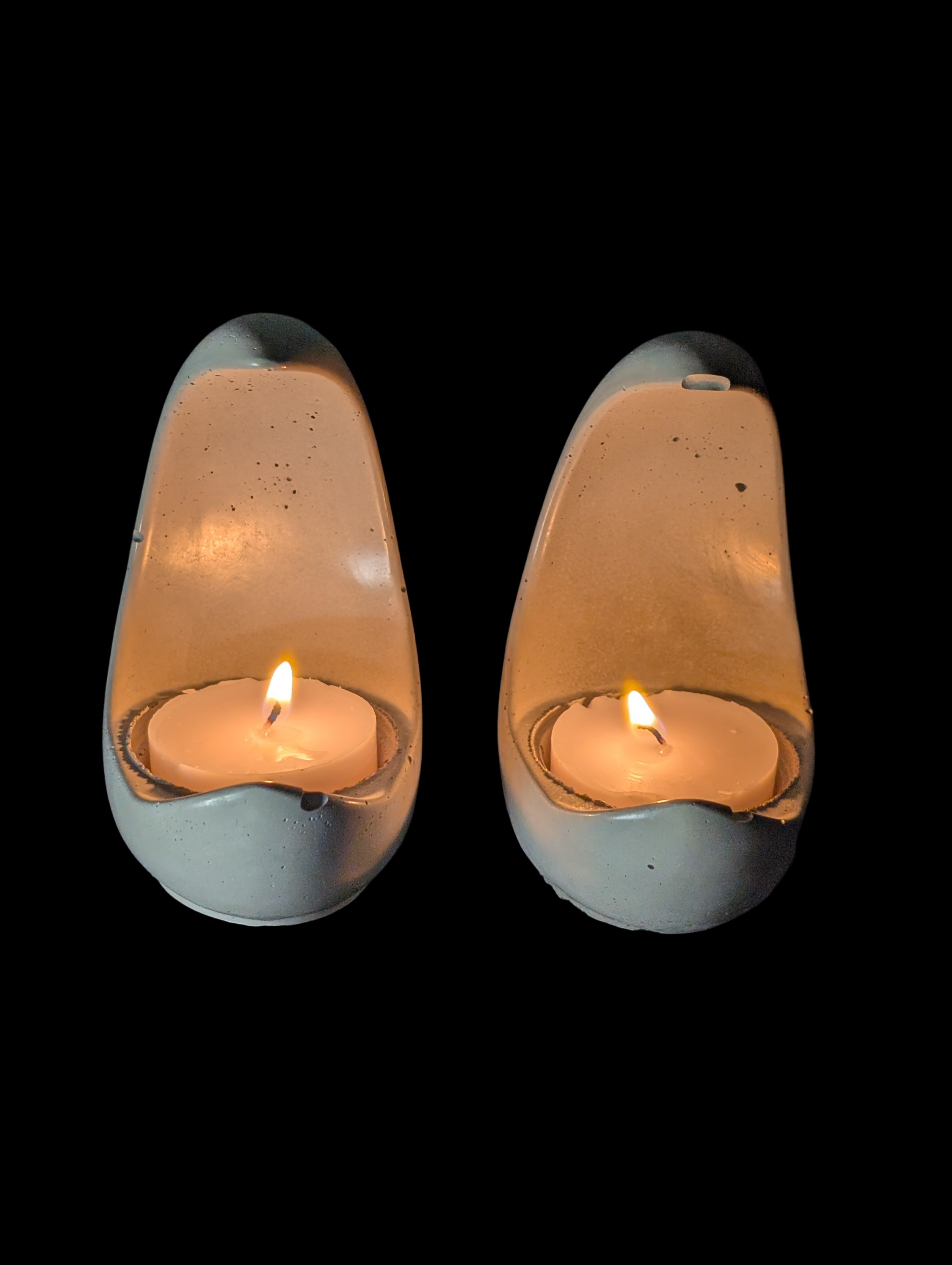 Concrete Crescent Moon Tea Light Holder Set of 2 - Minimalist Modern Candle Holder, Celestial Home Decor, Marble or Natural Gray Accent
