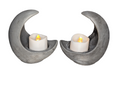 Concrete Crescent Moon Tea Light Holder Set of 2 - Minimalist Modern Candle Holder, Celestial Home Decor, Marble or Natural Gray Accent