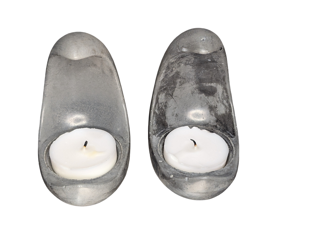 Concrete Crescent Moon Tea Light Holder Set of 2 - Minimalist Modern Candle Holder, Celestial Home Decor, Marble or Natural Gray Accent