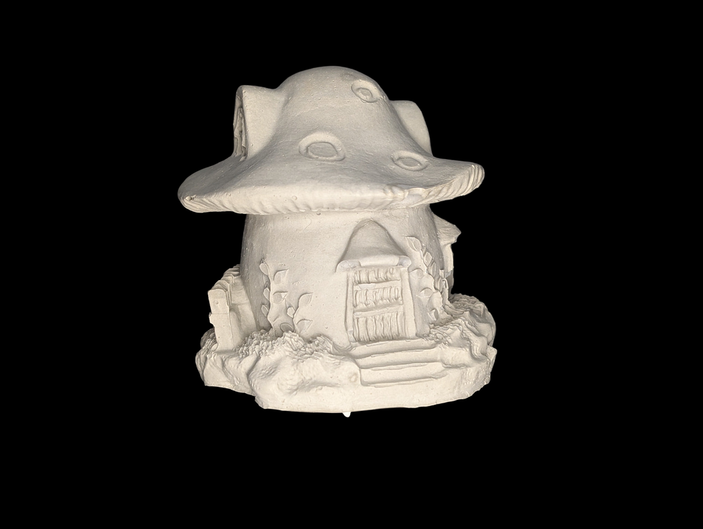 Mini Concrete Mushroom House – Paintable Fairy Garden Decor, DIY Planter Accessory, Shelf or Plant Display, 3.5"x3.7"