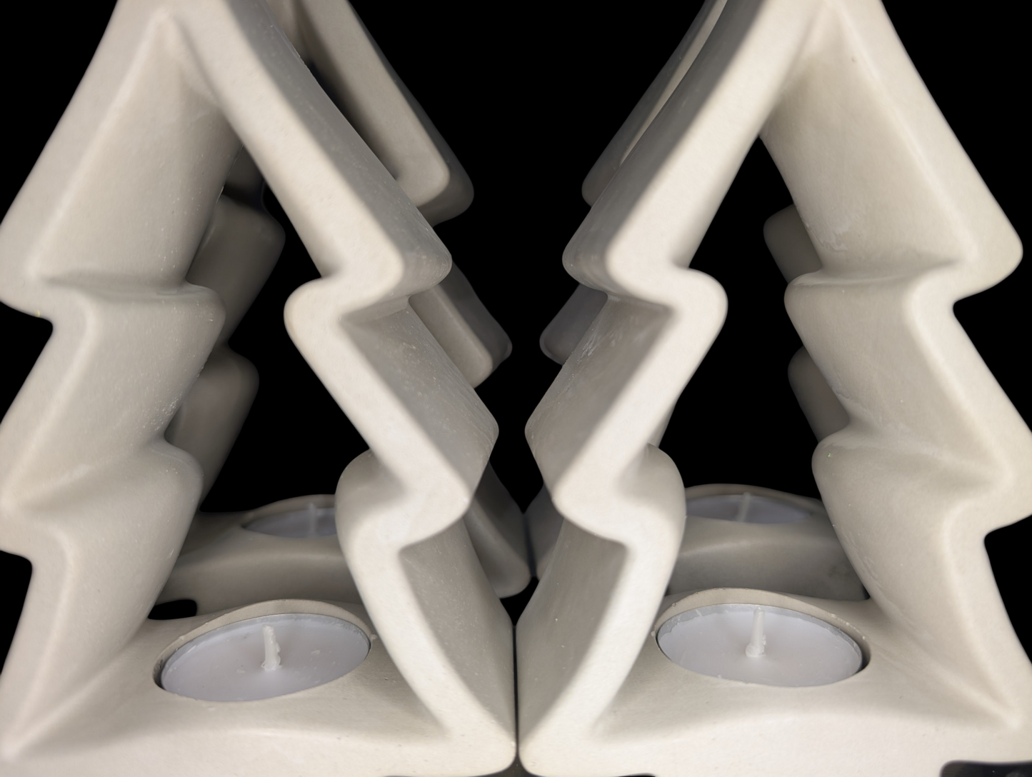 Concrete Christmas Tree Tea Light Holder with Candle | Modern Holiday Candle Holder | Minimalist Christmas Decor | Handmade Natural Concrete