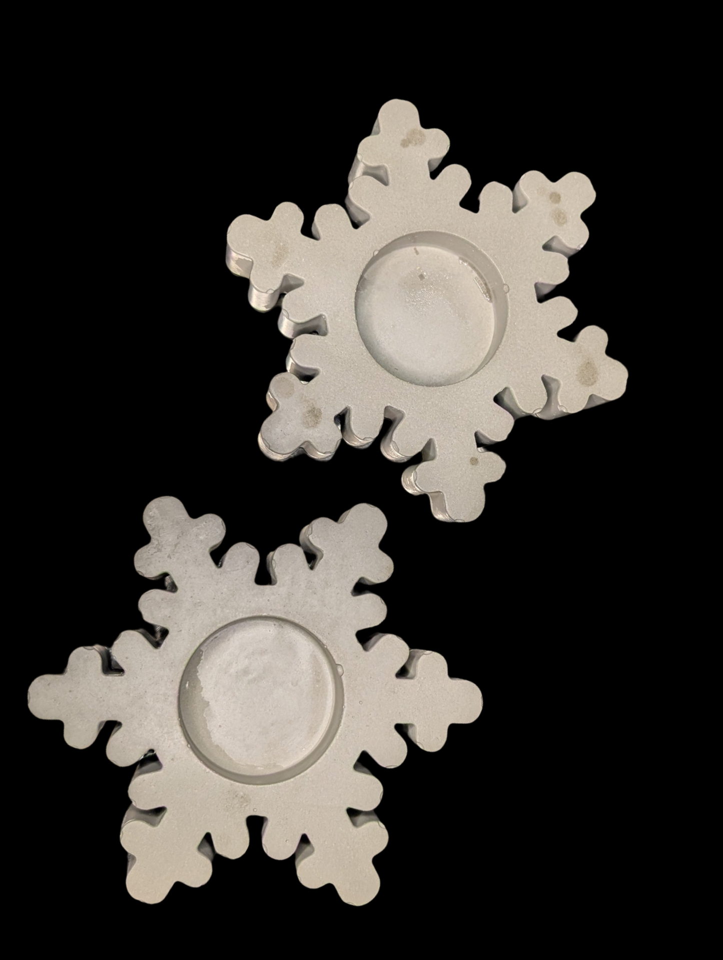 Concrete Snowflake Tea Light Candle Holders – Winter Holiday Table Décor – Minimalist Christmas Candle – Includes Tea Lights