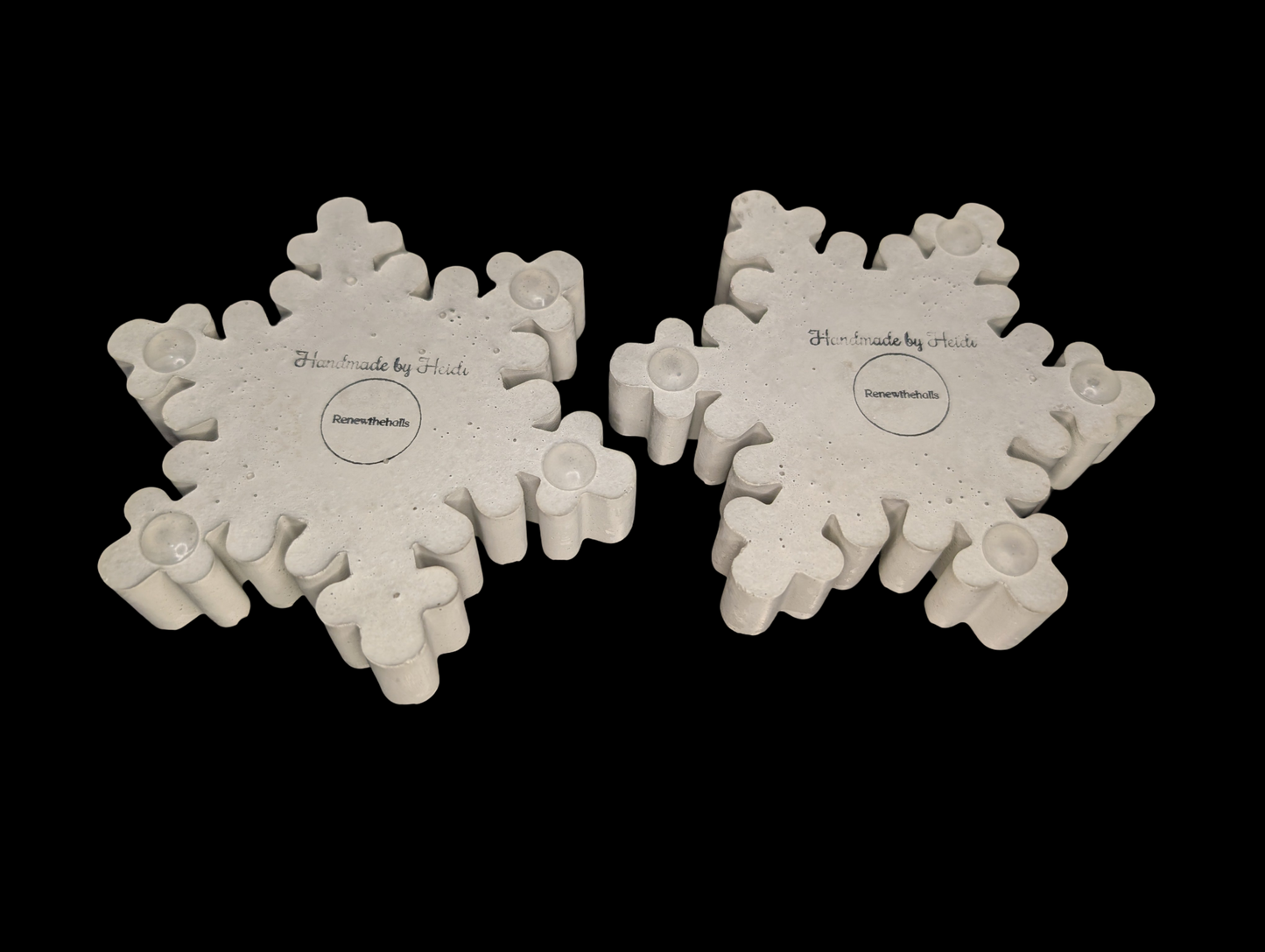 Concrete Snowflake Tea Light Candle Holders – Winter Holiday Table Décor – Minimalist Christmas Candle – Includes Tea Lights