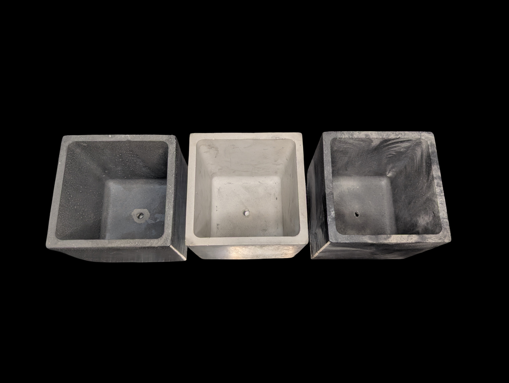 Square Concrete Planter with Drain Hole – 3.9” Modern Cement Pot – Marble, Natural Concrete, or Gray – Indoor Outdoor Succulent or Cactus Planter