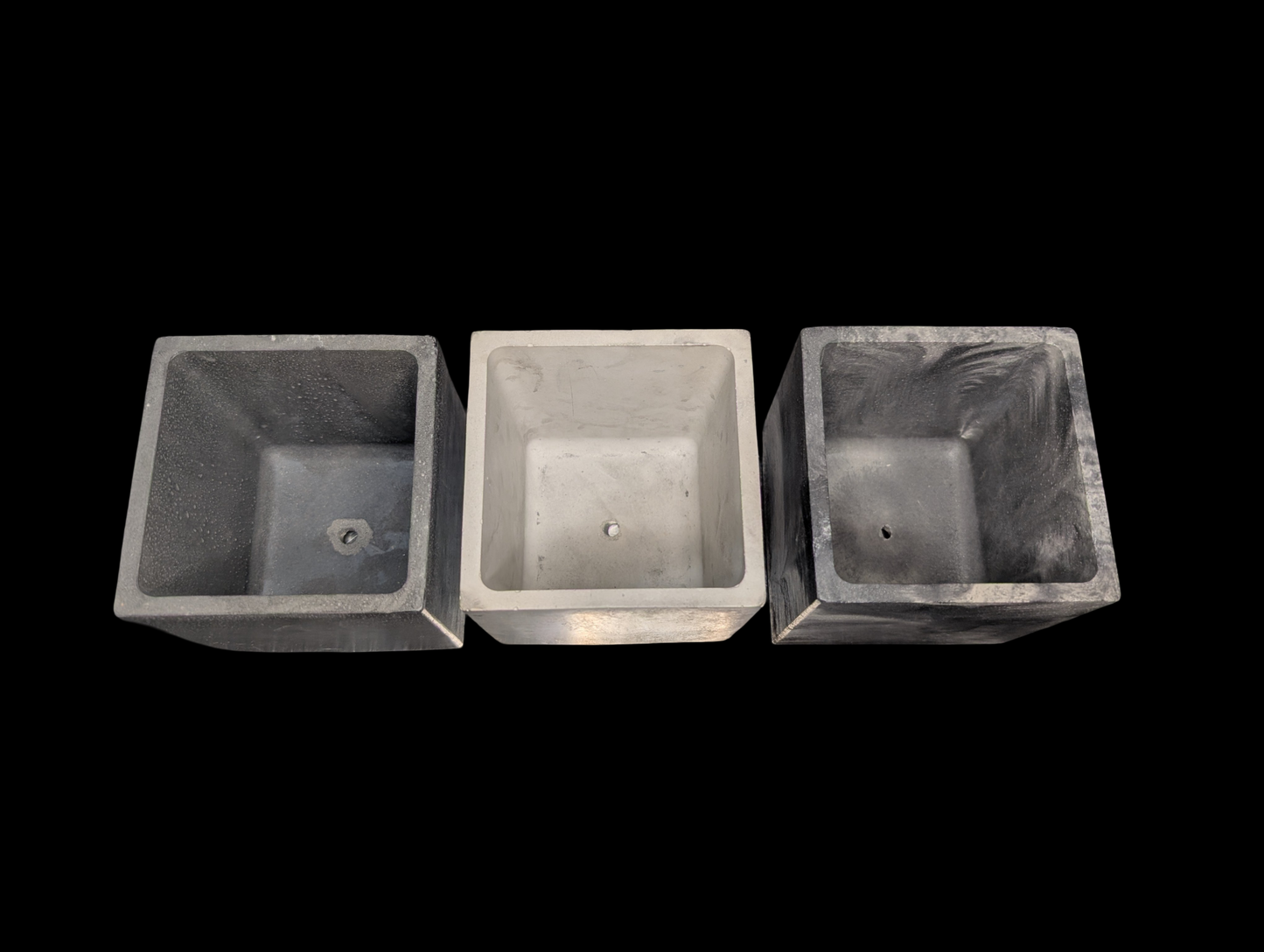 Square Concrete Planter with Drain Hole – 3.9” Modern Cement Pot – Marble, Natural Concrete, or Gray – Indoor Outdoor Succulent or Cactus Planter