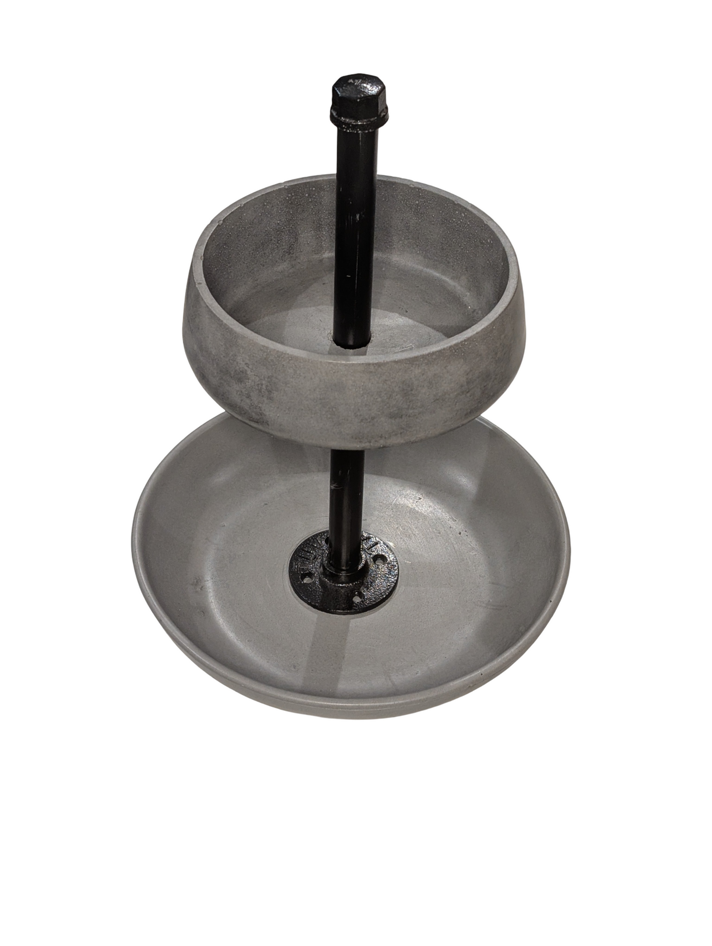 Handmade Concrete Tiered Tray with Adjustable Top | 19" Tall Modern Industrial Display Stand | 2-Tier Concrete Bowl Organizer