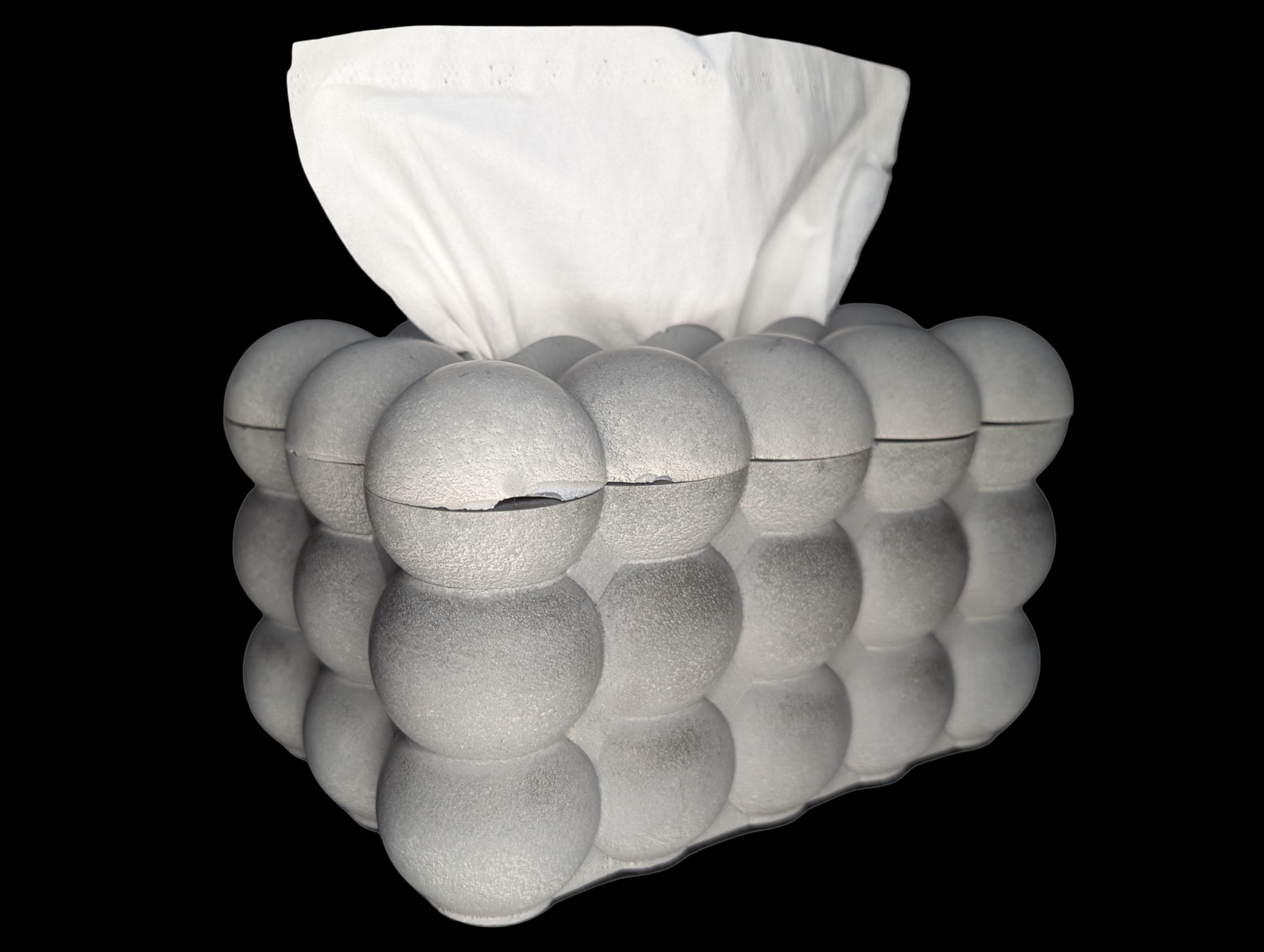 Modern Concrete Bubble Tissue Box | Handmade Minimalist Tissue Holder or Storage Box | Gray Sculptural Home Decor