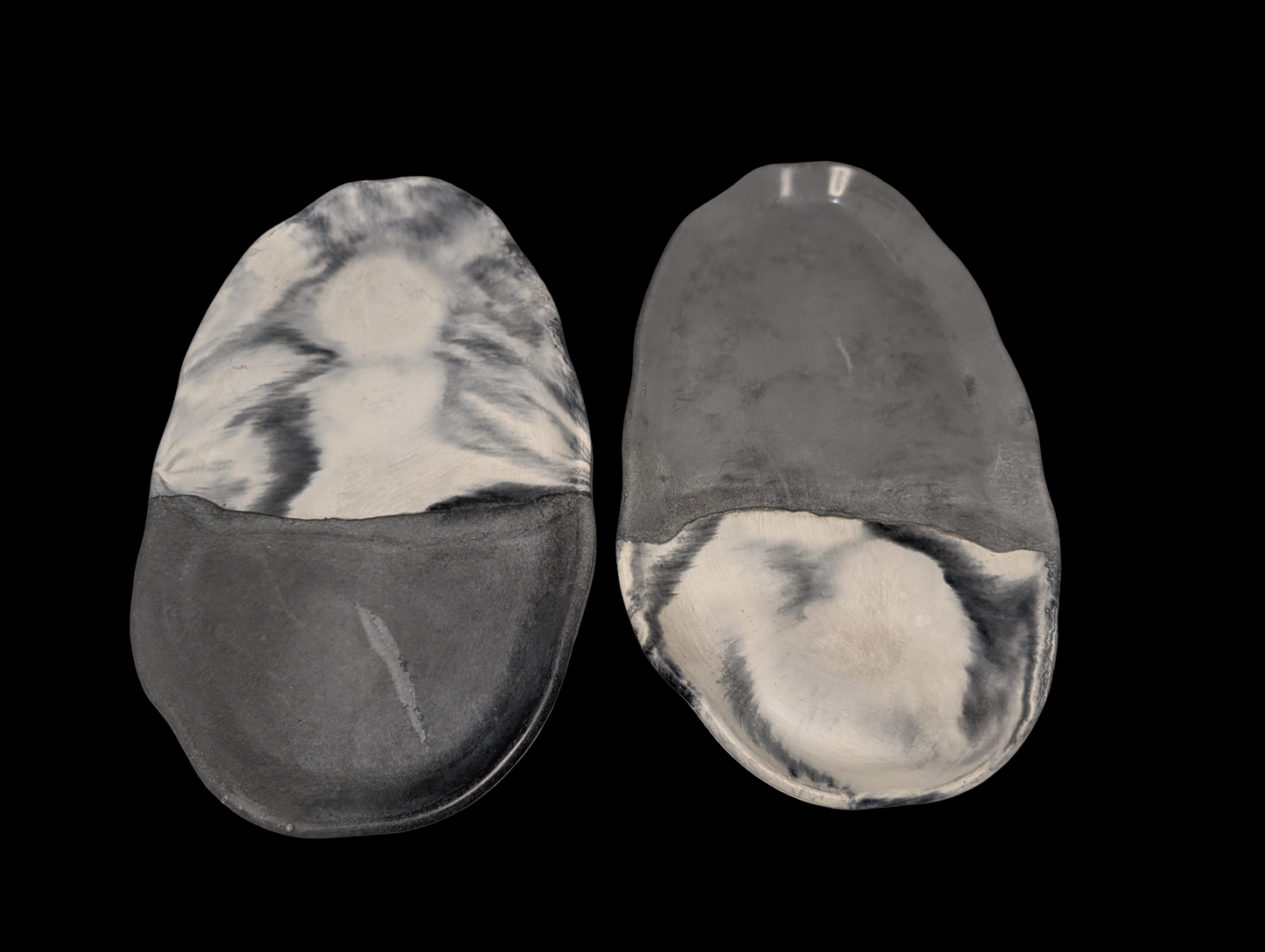 Irregular Oval Concrete Tray | Modern Decorative Dish | Half & Half, Marble, or Gray Finish