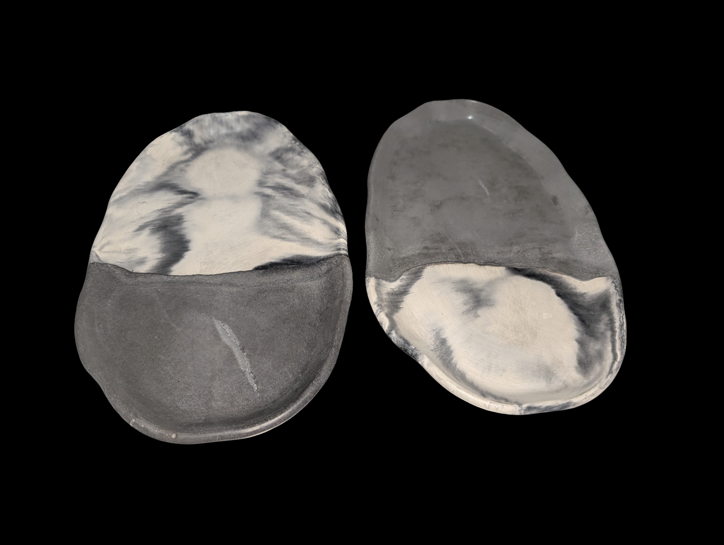 Irregular Oval Concrete Tray | Modern Decorative Dish | Half & Half, Marble, or Gray Finish