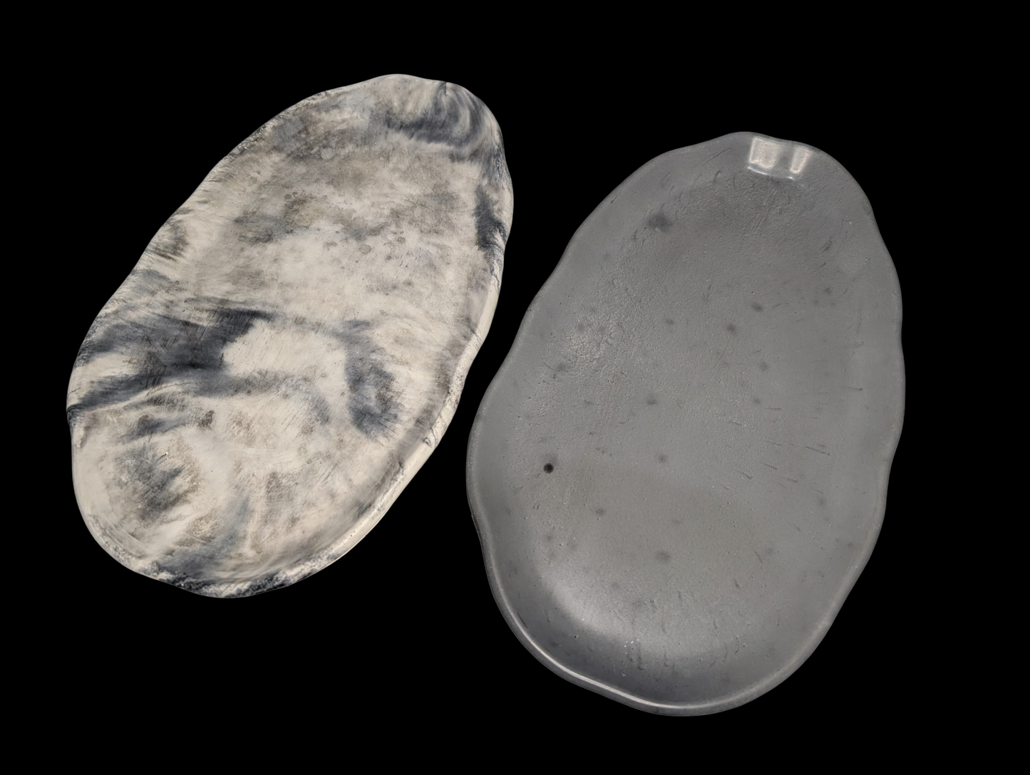 Irregular Oval Concrete Tray | Modern Decorative Dish | Half & Half, Marble, or Gray Finish